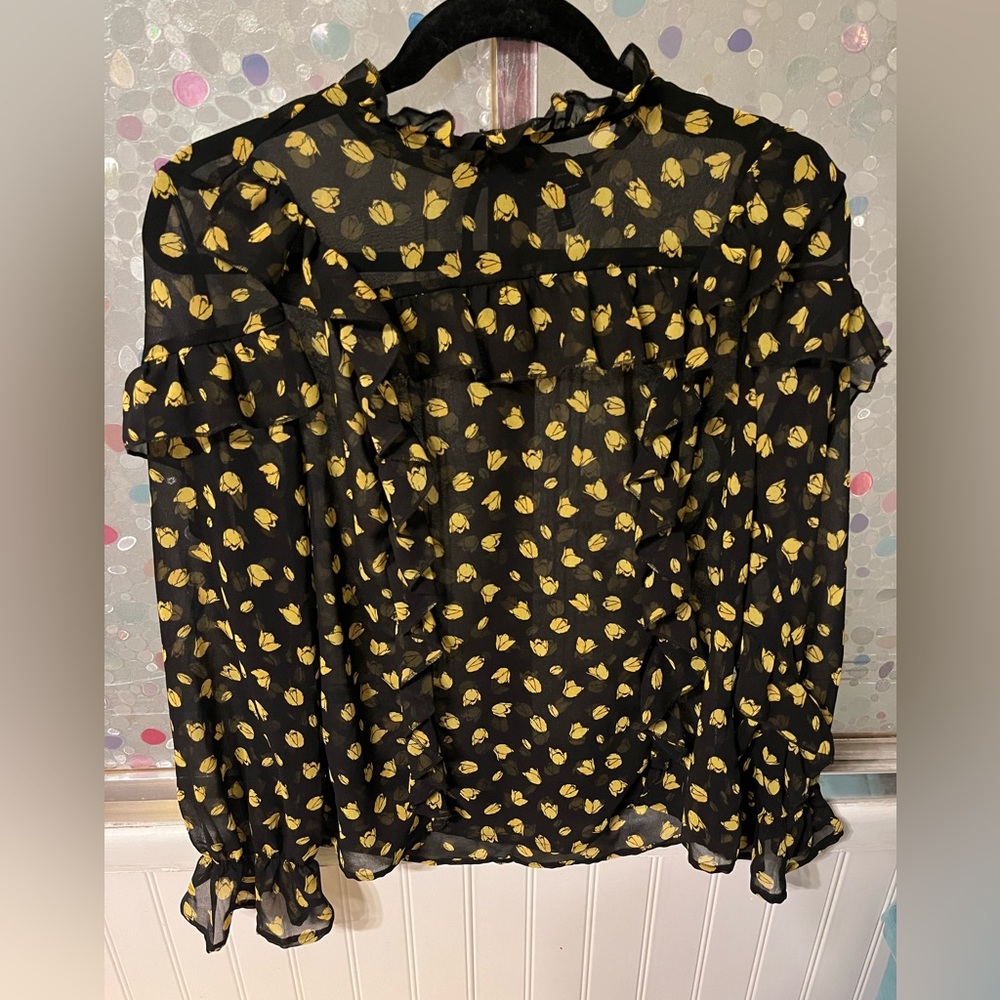 WHIMSICAL FAIRY RUFFLED SPOTTED BLOUSE - Picture 3 of 8
